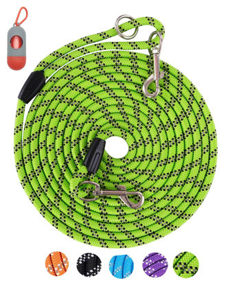 Picture of Long Rope Leash for Dog Training 16FT 30FT 50FT 100FT, Reflective Threads Check Cord Recall Training Agility Dog Lead for Large Medium Small Dogs, Dog Tie-out cable for Playing, Camping, or Backyard