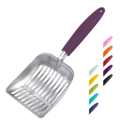 Picture of WePet Cat Litter Scoop, Aluminum Alloy Sifter, Kitty Metal Scooper, Deep Shovel, Long Handle, Poop Sifting, Kitten Pooper Lifter, Durable, Heavy Duty, for Litter box