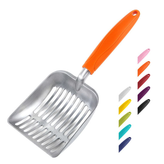 Picture of WePet Cat Litter Scoop, Aluminum Alloy Sifter, Kitty Metal Scooper, Deep Shovel, Long Handle, Poop Sifting, Kitten Pooper Lifter, Durable, Heavy Duty, for Litter Box