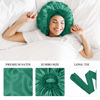 Picture of 3Pcs Satin Silk Bonnet for Sleeping, Braids Hair Bonnets for Sleeping with Tie Band showercap(Black+Light Green+Dark Green)