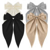 Picture of ATODEN Oversized Long Tail Hair Accessories - Silky Satin Bowknot Barrettes with Metal Clips for Women in Beige, Grey, Khaki, and Black (4Pcs)