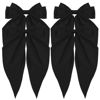 Picture of ATODEN Oversized Long Tail Bowknot Barrettes - Black Silky Satin Hair Accessories for Women, 4Pcs Metal Clips for Girls