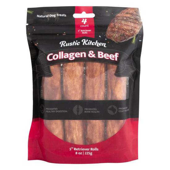 Picture of Wild Eats Beef Collagen Sticks for Dogs, Collagen Retriever Roll Dog Treat 5" - 4ct, Dog Chews Long Lasting, Rawhide Free for All Dog Breeds