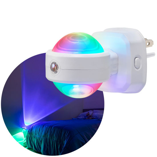 Picture of GE Color-Changing Swivel LED Night Light, Plug-in, Dusk to Dawn Sensor, Rotating, Ambient Lighting, Projector, for Kids, for Baby, Bedroom, Bathroom, Nursery, Gaming Room, Hallway 81041