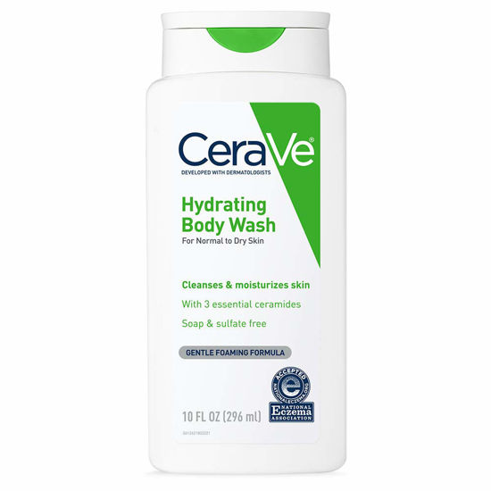 Picture of CeraVe Body Wash for Dry Skin | Moisturizing Body Wash with Hyaluronic Acid and Ceramides | Paraben, Sulfate & Fragrance Free | 10 Ounce