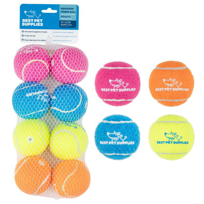 Picture of Best Pet Supplies Squeaky Tennis Toys for Dogs, 8-Pack, Heavy-Duty Interactive Pet Toys for Throwing and Fetching, Supports Exercise and Natural Behavior Training, Durable - Medium