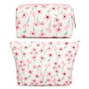 Picture of SOIDRAM 2 Pieces Makeup Bag Large Floral Cosmetic Bag White Capacity Canvas Travel Toiletry Bag Organizer Cute Makeup Brushes Aesthetic Accessories Storage Bag for Women