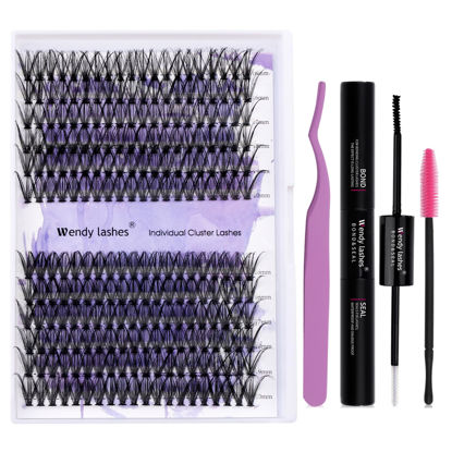 Picture of DIY Eyelash Extension Kit - 280PCS 16-20mm Mixed D Curl Lash Clusters, Bands, Seal and Applicator for Individual Lash Extensions (30-40mm Kit, 16-20mm)