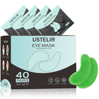 Picture of USTELIR Under Eye Patches, 40 Pairs Eye Mask for Dark Circles, Puffy Eyes, Undereye Bags,Wrinkles,Eye Mask Patches with Aloe Vera, Eye Treatment Skin Care for Men & Women Gift