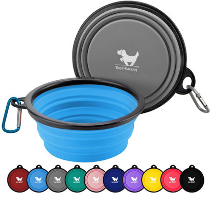 Picture of Rest-Eazzzy Large Collapsible Dog Bowls 1000 ml, 2-Pack Dog Portable Water Bowl for Dogs Cats Pet Foldable Feeding Watering Dish for Traveling Camping Walking with 2 Carabiners, BPA Free