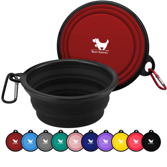 Picture of Rest-Eazzzy Large Collapsible Dog Bowls 1000 ml, 2-Pack Dog Portable Water Bowl for Dogs Cats Pet Foldable Feeding Watering Dish for Traveling Camping Walking with 2 Carabiners, BPA Free