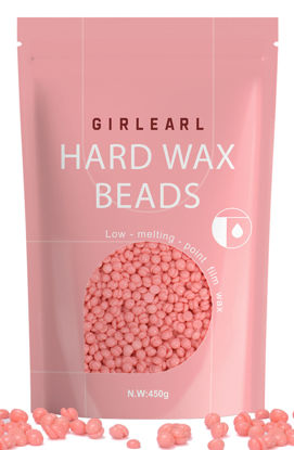 Picture of GIRLEARLE Hard Wax Beads, 1lb Wax Beans for Hair Removal Sensitive Skin with Rose Formula, Perfect for Full Body, Facial, Brazilian Bikini, and Legs at Home Wax Refill for Women Men (pink)