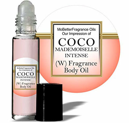 Picture of MoBetter Fragrance Oils' Our Impression of C o c o Mademoiselle Intense for Women Body Oil Fragrance 1/3 oz roll on Glass Bottle