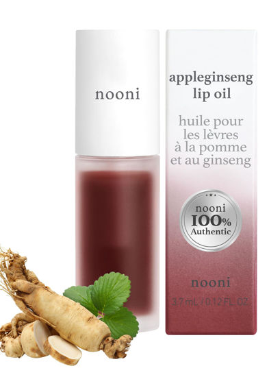 Picture of NOONI Korean Lip Oil - Appleginseng | Lip Stain, Gift, Long-Lasting, Moisturizing, Plumping, Revitalizing for Dry Lips, Waterproof, No Peel Off, Korean Lip Tint, Vegan, 0.12 Fl Oz