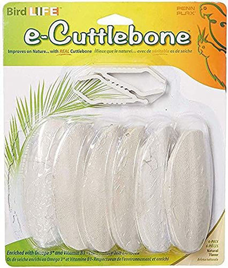 Picture of Penn-Plax Bird-Life Natural E Cuttlebone 6 Pack - Enriched with Omega 3 and Vitamin B1 - Great for All Birds