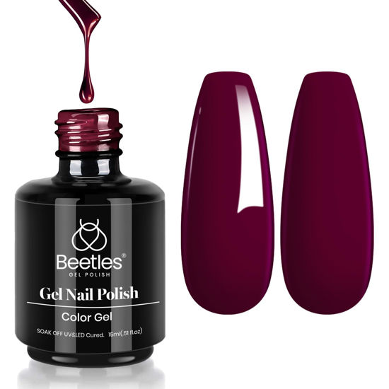 Picture of beetles Gel Nail Polish 15 ml Cherry Mocha Dark Purple Wine Solid Color Soak Off LED UV Lamp DIY Decoration Manicure Art Design Salon at Home Mellow Plum Collection Gifts for Her Women Girls