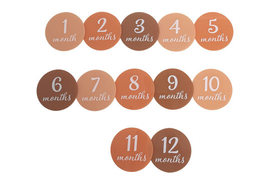 Picture of Pearhead Wooden Monthly Milestone Photo Cards, Modern Baby Announcement Cards, Pregnancy Journey Milestone Markers, 7 Double Sided Photo Prop Milestone Discs, Light Wood