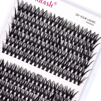 Picture of Individual Lashes 240pcs Cluster Lashes 30D+40D DIY Eyelash Extension D Curl 0.07 Natural Individual Lash Extensions False Eyelashes at Home (30D+40D-0.07D, 14mm)