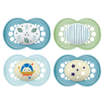 Picture of MAM Day & Night Pacifiers, Glow in The Dark Pacifier for Breastfed Babies, 16+ Months, Boy