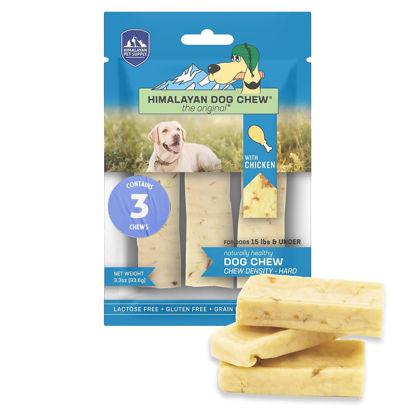 Picture of Himalayan Dog Chew Original Yak Cheese Dog Chew, Chicken, 3 Small Sticks, 1.1 oz, Gluten Free, Healthy Dog Treats, Grain & Lactose Free 100% Natural, Long Lasting Dog Chews for Dogs Under 15 lbs