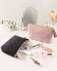 Picture of BAGSMART Cosmetic Pouch, Makeup Pouch Set,2 Pcs Small Makeup Bag for Purse,Travel Cosmetic Bag for Makeup Brushes Lipsticks Electonic Accessories, Pink+Black