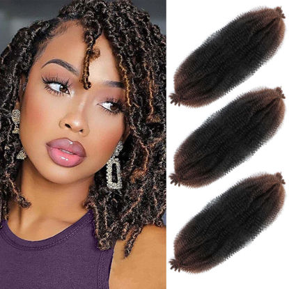 Picture of Afro Twist Hair 12 Inch 3 Packs, Springy Afro Twist Hair Pre Fluffed Spring Twist Hair Pre Stretched Wrapping Hair for Soft Locs Hair Extensions (12 Inch (Pack of 3), 1B/30#)