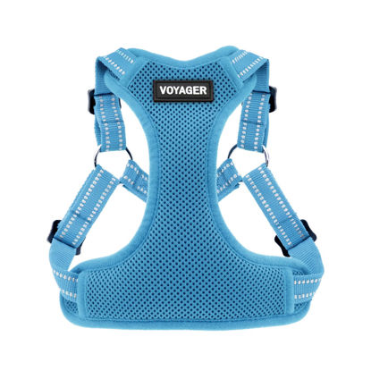 Picture of Best Pet Supplies Voyager Adjustable Dog Harness with Reflective Stripes for Walking, Jogging, Heavy-Duty Full Body No Pull Vest with Leash D-Ring, Breathable All-Weather - Harness (Baby Blue), XL