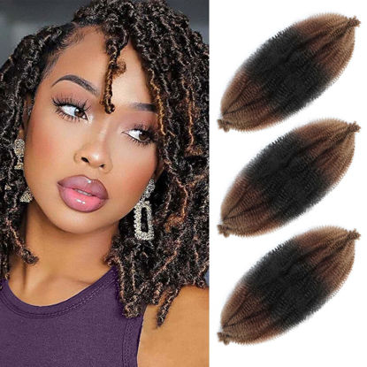 Picture of Afro Twist Hair Springy Afro Twist Hair 16 Inch 3 Packs Pre Fluffed Spring Twist Hair Pre Stretched Wrapping Hair for Soft Locs Hair Extensions (16 Inch (Pack of 3), 1B/30/27#)