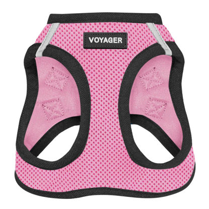 Picture of Voyager Step-in Air Dog Harness - All Weather Mesh Step in Vest Harness for Small and Medium Dogs and Cats by Best Pet Supplies - Harness (Pink/Black Trim), M (Chest: 16-18")