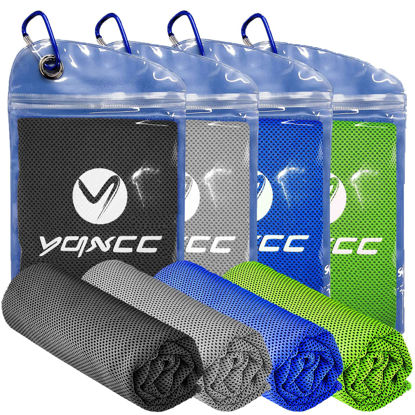 Picture of YQXCC 4 Pack Cooling Towels (40"x12") Cool Towel, Cold Towel, Microfiber Soft Breathable Chilly Ice Towel for Sport, Yoga, Golf, Gym, Camping, Running, Fitness, Workout & More Activities