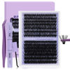 Picture of Lash Extension Kit 280Pcs Volume Individual Lashes Kit Superfine Individual Lashes 10-18mm Soft D Curl Lash Clusters Kit with Bond and Seal Lash Tweezers for Self Use （Kit，50D+70D-10-18MIX）