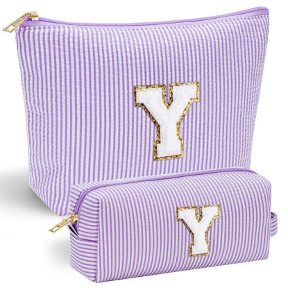 Picture of YOOLIFE Daughter Gifts Cosmetic Bag- Make Up Bag Makeup Bag Travel Makeup Bag Travel Cosmetic Bags for Women Travel Size Toiletries Personalized Bridesmaid Gifts for Women Her Womens Gifts Letter Y