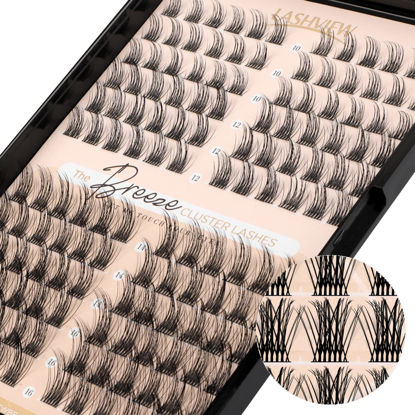 Picture of LASHVIEW Lash Clusters 144 Pcs Cluster Lashes DIY Eyelash Extensions Mega Volume Reusable Individual Look Super Thin Band & Soft(Natural,D+-10-16mix)