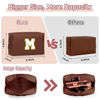 Picture of TOPEAST Cosmetic Travel Bags for Women, Preppy Small Makeup Bag, PU Leather Waterproof Toiletry Bag, Unique Friendship Gifts for Friends Coworker, Cute Stuff for Girls (Brown R)