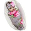 Picture of Galabloomer Newborn Receiving Blanket Headband Set Baby Flower Rose Swaddle with Big Bow (Gray)