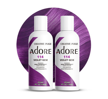 Picture of Adore Semi Permanent Hair Color - Vegan and Cruelty-Free Purple Hair Dye - 4 Fl Oz - 114 Violet Gem (Pack of 2)