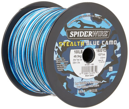 Picture of SpiderWire Stealth® Superline, Blue Camo, 40lb | 18.1kg, 125yd | 114m Braided Fishing Line, Suitable for Saltwater and Freshwater Environments