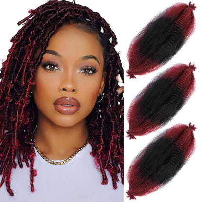 Picture of Afro Twist Hair 12 Inch 3 Packs, Springy Afro Twist Hair Pre Fluffed Spring Twist Hair Pre Separated Wrapping Hair for Soft Locs Hair Extensions (12 Inch (Pack of 3), 1B/Bug#)