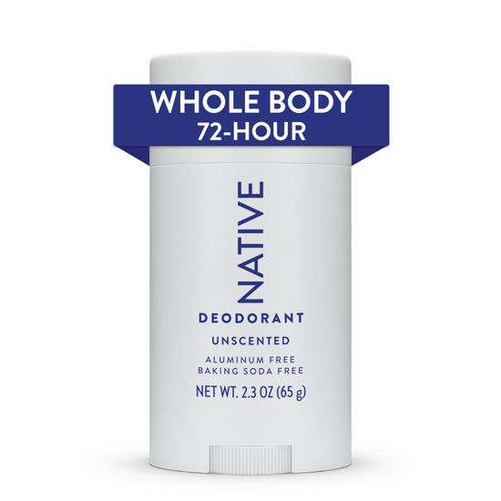 Picture of Native Whole Body Deodorant Stick Contains Naturally Derived Ingredients, Deodorant for Men and Women | 72 Hour Odor Protection, Aluminum Free with Coconut Oil and Shea Butter | Unscented