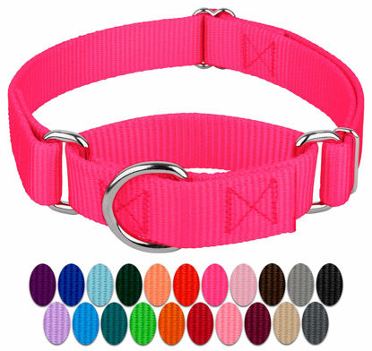 Picture of Country Brook Petz - Hot Pink Martingale Heavy Duty Nylon Dog Collar - 21 Vibrant Color Options (3/8 Inch Width, Extra Small)