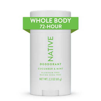 Picture of Native Whole Body Deodorant Stick Contains Naturally Derived Ingredients, Deodorant for Men and Women | 72 Hour Odor Protection, Aluminum Free with Coconut Oil and Shea Butter | Cucumber & Mint