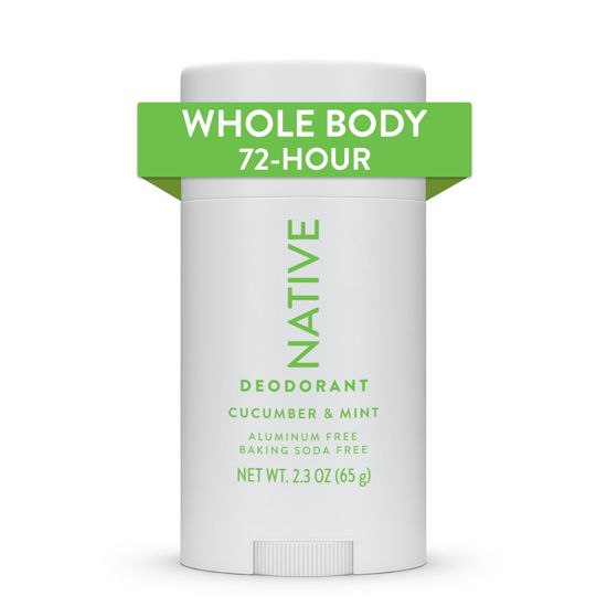 Picture of Native Whole Body Deodorant Stick Contains Naturally Derived Ingredients, Deodorant for Men and Women | 72 Hour Odor Protection, Aluminum Free with Coconut Oil and Shea Butter | Cucumber & Mint