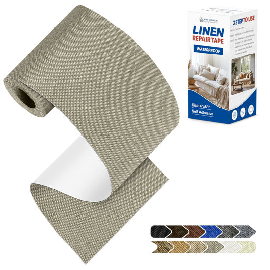 Picture of KING MOUNTAIN Linen Repair Tape Patch Kit, Waterproof 4" x 63" Linen Repair Kit，Self Adhesive Fabric Repair for Furniture and Linen Goods (Khaki)