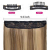 Picture of REECHO 20" 1-pack 3/4 Full Head Straight Clips in on Synthetic Hair Extensions Hair pieces for Women 5 Clips 3.9 Oz Per Piece - HD1416TF25