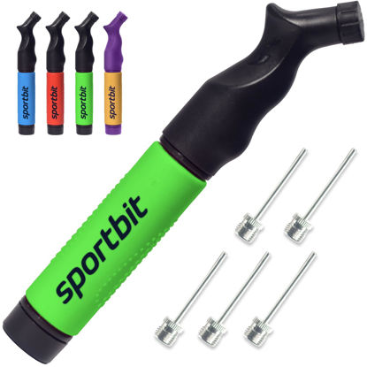 Picture of SPORTBIT Ball Pump with 5 Needles - Push & Pull Inflating System - Great for All Exercise Balls - Volleyball Pump, Basketball Inflator, Football & Soccer Ball Air Pump - Goes with Needles Set