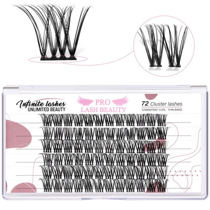 Picture of Cluster Lashes 72 Pcs Lash Clusters DIY Eyelash Extension Individual Lashes Thin Band Easy to Apply at home Lashes Crush D-16mm