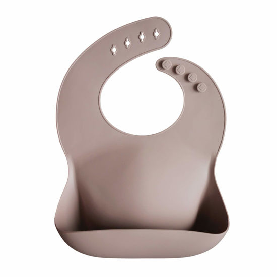 Picture of mushie Silicone Baby Bib | Adjustable Fit Waterproof Bibs (Warm Taupe)