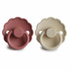 Picture of FRIGG Daisy Natural Rubber Baby Pacifier | Made in Denmark | BPA-Free (Powder Blush/Cream, 0-6 Months) 2-Pack