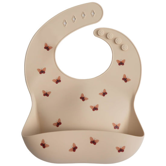 Picture of mushie Silicone Baby Bib | Adjustable Fit Waterproof Bibs (Butterflies)