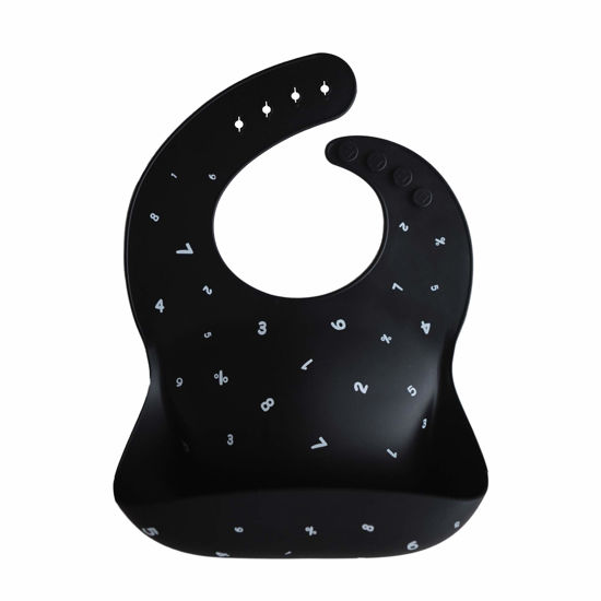 Picture of mushie Silicone Baby Bib | Adjustable Fit Waterproof Bibs (Numbers Black)